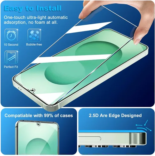 Miniatura 4 de firtstnow Paquete de 3 protectores de pantalla de vidrio para Samsung Galaxy S25 Plus [6.7 pulgadas] + Paquete de 3 protectores para lentes