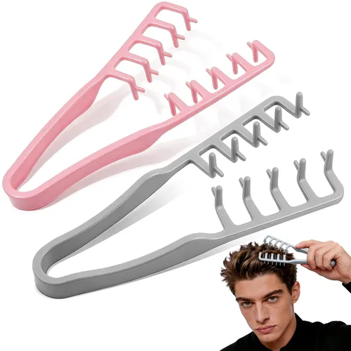 Miniatura 9 de Peine de textura de 2 piezas, peine de volumen para cabello, peine de dientes anchos para rizos, peine de peinado, peines para hombres, juego