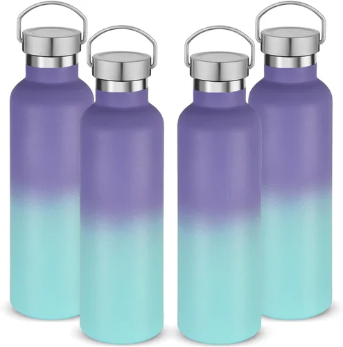 Miniatura 19 de Volhoply 24 onzas Botella de agua aislada con boca estándar con tapa de combinación de plástico y acero inoxidable, botellas de agua de 304 18/8