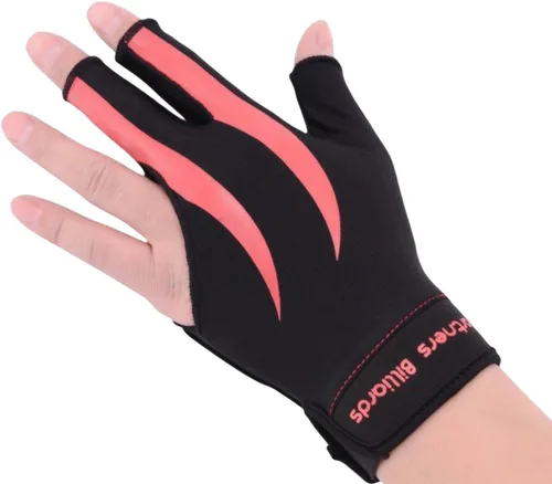 Miniatura 2 de Fancyes Guante de billar para taco de piscina con 3 dedos para mano izquierda, con almohadilla antideslizante, agradable a la piel, elástico, Rosa