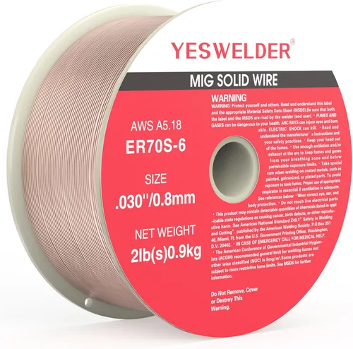 Miniatura 10 de YESWELDER Alambre de soldadura MIG, ER70S-6 acero al carbono sólido, 0.035 pulgadas, 10 libras (0.035 in 9.9 lbs), alambre MIG de alta alimentación