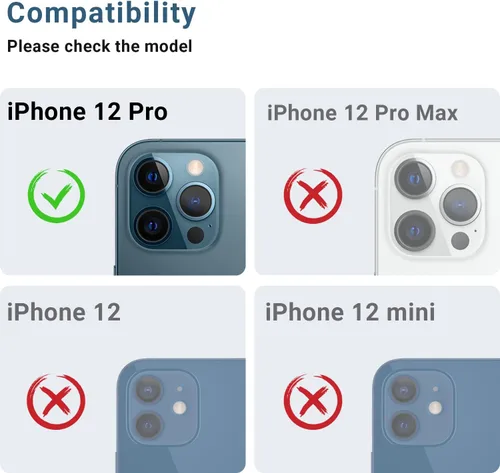 Miniatura 2 de Korecase Paquete de 2 protectores de lente de cámara para iPhone 12 Pro, película de vidrio templado, fuerte adherencia 9H, dureza 9H, resistente a