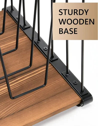 Miniatura 2 de HULISEN Organizador de archivos de escritorio inclinado, soporte vertical para carpetas de archivos de 5 secciones, estante clasificador de archivos