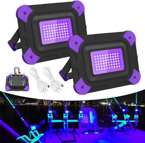 Miniatura 8 de T-SUN Luces negras recargables, luz negra alimentada por pilas para pesca, luz de trabajo portátil para fiesta brillante, pintura corporal, póster