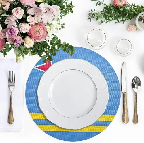 Miniatura 3 de Aruba Flag Round Table Placemats 15 Inch, Seasonal Table Mats Modern Place Mats for Dining, Kitchen, Parties, Camping