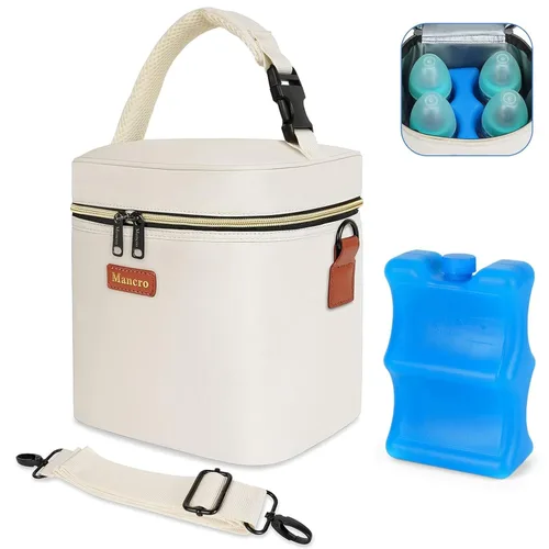 Miniatura 10 de Mancro Bolsa enfriadora de leche materna de viaje, se adapta a 4 biberones de hasta 9 onzas, bolsa para biberones con paquete de hielo, enfriador