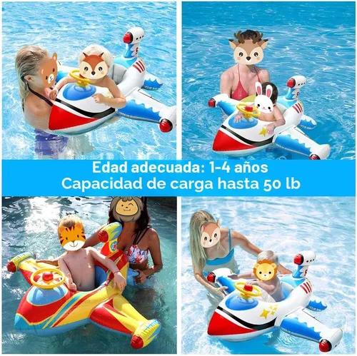 Miniatura 4 de Flotador inflable de piscina para bebé, barco flotante con cuerno de volante para niños pequeños de 1 a 4 años de edad para niños y niñas, inflable