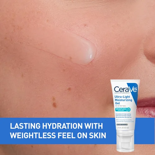 Miniatura 10 de CeraVe Gel hidratante ultraligero, gel hidratante facial para hombres y mujeres con ceramidas, niacinamida, ácido hialurónico, sin fragancia, sin