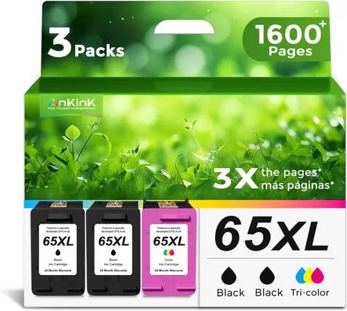 Paquete de 3 cartuchos de tinta compatibles 65XL 65 XL de repuesto para HP Ink 65 HP65 XL HP65XL Combo negro y color para Envy 5055 5000 5052 5010