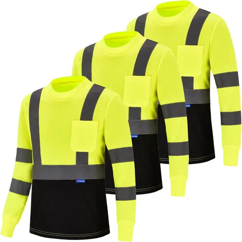 Miniatura 16 de AYKRM Camiseta de seguridad reflectante de alta visibilidad de manga larga de alta visibilidad (XS-6XL)