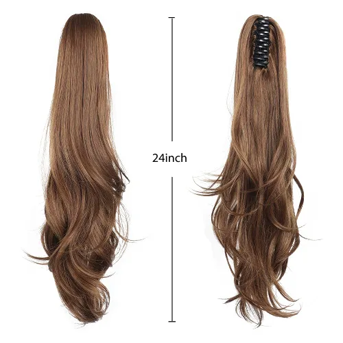 Miniatura 35 de Extensiones de cola de caballo de cabello rubio, extensiones de cola de caballo para mujer, pinza de extensiones de cabello rizado de 12 pulgadas