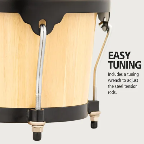 Miniatura 5 de Meinl Percussion HB100SNT-M bongós de madera natural de 6 3/4 y 8 pulgadas, Natural