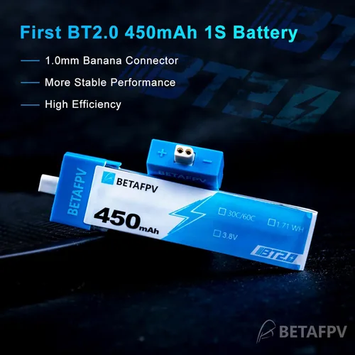 Miniatura 2 de BETAFPV 4 piezas BT2.0 450mAh 1S Batería 3.8V 30C/60C Lipo con conector BT2.0 compatible con 1S Tiny Whoop Drone Quadcopter como Meteor75, Cetus Pro