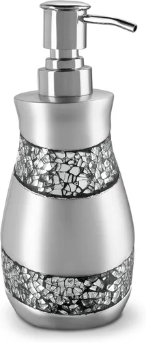 Creative Scents Dispensador de jabón líquido de mosaico plateado para baño, dispensador de loción decorativo, dispensador de jabón de encimera