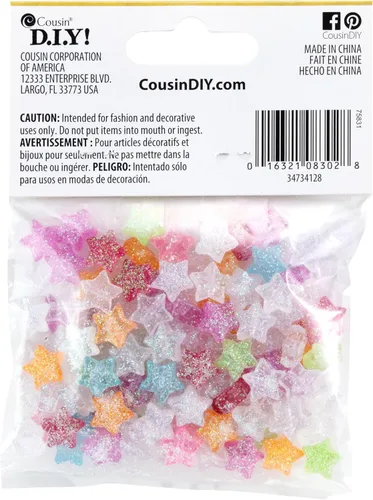 Miniatura 2 de Cousin Cuentas de estrella con purpurina, multicolor