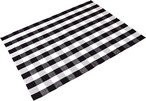 Miniatura 19 de Levinis - Alfombras de pasillo de cocina - Negras y blancas, cojín de sofá de celosía retro y alfombra de área - Alfombras lavables, tejidas a mano