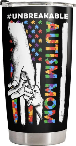 Miniatura 2 de 34HD Regalo para el Día de la Madre para mamá con autismo – Vaso irrompible para mamá con conciencia sobre el autismo, taza para mamá