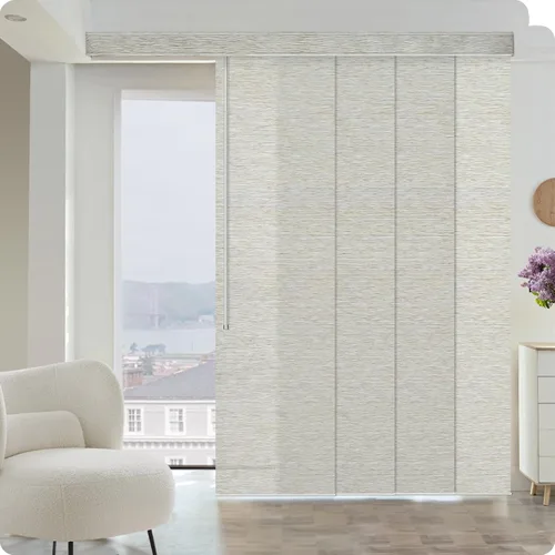Miniatura 17 de Graywind - Paneles deslizantes manuales 100% opacos con control de varilla, persianas de privacidad para ventanas de patio, puertas corredizas