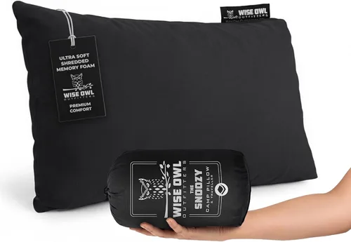 Miniatura 10 de Wise Owl Outfitters - Almohada de camping - Almohada de espuma viscoelástica para viajes en avión, senderismo, mochilero y uso al aire libre - Gris