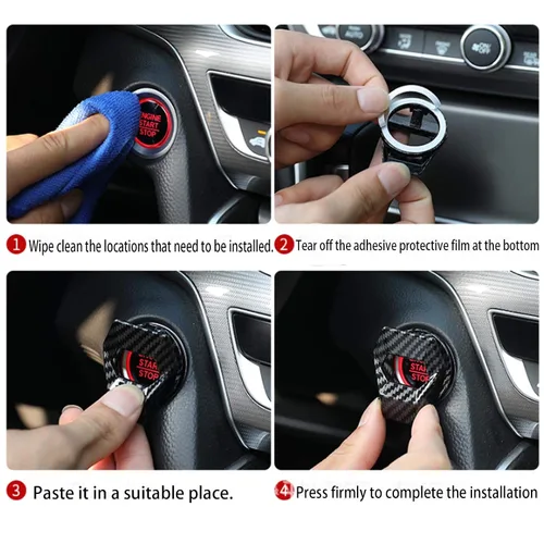 Miniatura 5 de Cubierta universal del botón de arranque del motor de aleación de aluminio del coche ajuste de control de potencia para Honda Civic Accord CRV XRV