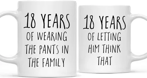 Miniatura 13 de Andaz Press Divertida taza de café de 11 onzas para parejas, regalo de broma para el primer aniversario de boda, 1 año de usar los pantalones