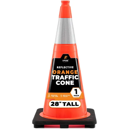 Miniatura 21 de Xpose Safety Conos de tráfico naranjas de 12 pulgadas con collar de 4 pulgadas, paquete de 4 conos de seguridad de plástico PVC multiusos