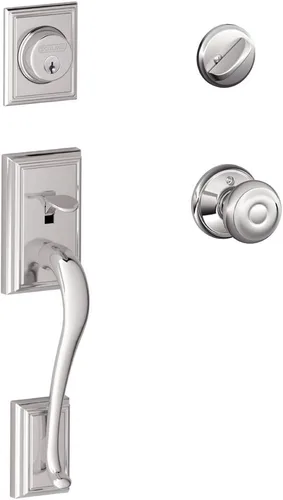 Miniatura 9 de Schlage F60 ADD 622 PLY Addison - Juego de manijas de entrada frontal con perilla Plymouth, cerrojo con llave de 1 lado, negro mate Mate negro