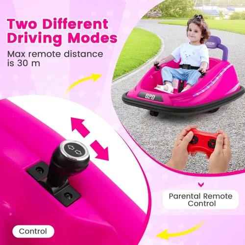 Miniatura 4 de OLAKIDS Coche chocador para niños pequeños, juguete eléctrico de 12V para montar con control remoto, vehículo a batería de carreras para bebé, Rosa