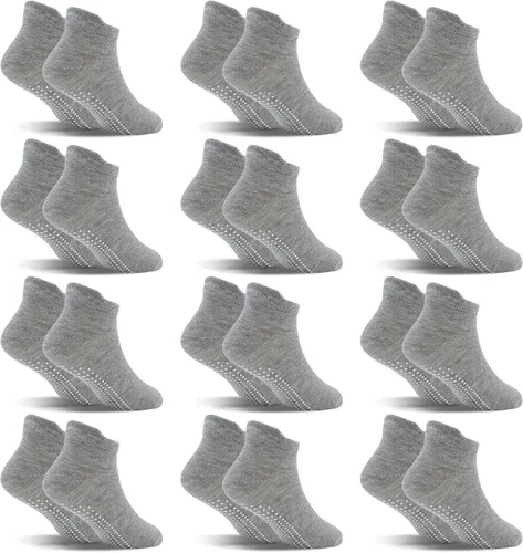 Miniatura 18 de SkiBeaut 12 pares de calcetines antideslizantes para niños y niñas con agarres, calcetines antideslizantes para niños pequeños de 1 a 7 años