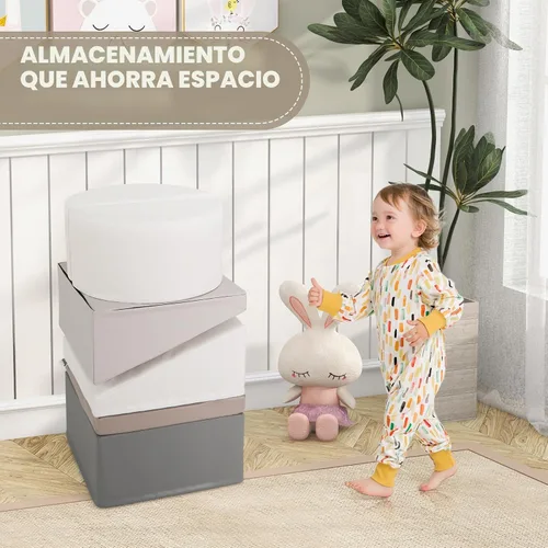 Miniatura 9 de Olakids Juguetes de escalada para niños pequeños, 6 piezas de bloques de espuma para bebés, juego suave con cuero PU, estructura de actividad