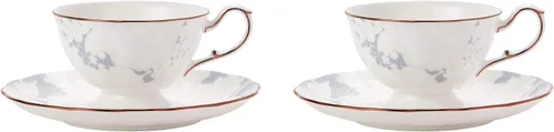 Miniatura 9 de Narumi 52187-6792 - Plato de taza, color rosa blanco, 7.3 onzas líquidas (210 cc), azul, patrón floral, elegante, elegante, regalo, té, café, caja