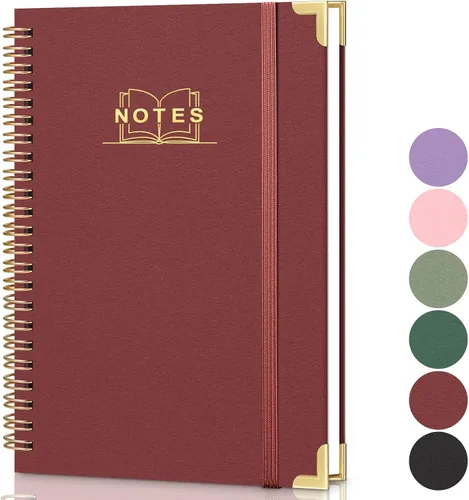 Miniatura 10 de Cuaderno de espiral rayado, cuaderno A5 de tapa dura en espiral para el trabajo, 5.7 x 8.2 pulgadas, cuadernos de papel grueso de 100GSM
