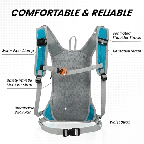Miniatura 3 de Nepest Hydration Pack Backpack for Women & Men, Lightweight Water Backpack with 2L Water Bladder for Hiking Cycling Running Biking Verde azulado