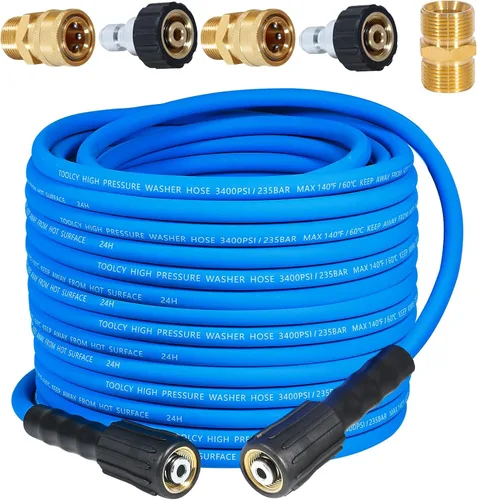 Miniatura 11 de TOOLCY Manguera de lavadora a presión súper flexible de 50 pies, 3400 PSI resistente a las torceduras, manguera de lavadora a presión de 1/4