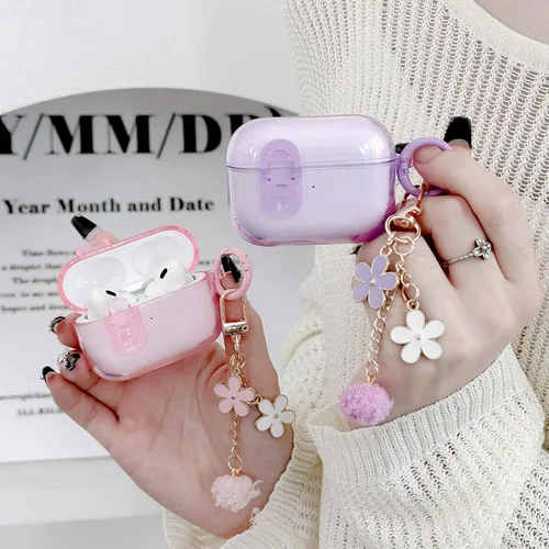 Miniatura 7 de Bonita funda Magsafe para Airpods Pro 2, clip de bloqueo para niñas y mujeres, con dijes de flores y kit de limpieza, TPU suave, Airpods iPod Pro