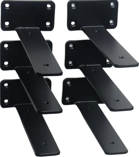 Miniatura 10 de Paquete de 2 - Soportes de estante en L ocultos negros de 4 pulgadas (1/5 pulgada de grosor) Soportes de estante flotante de hierro Soportes