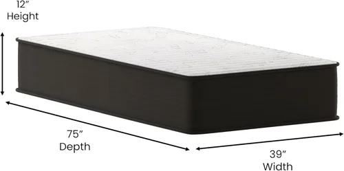 Miniatura 2 de Flash Furniture Dream - Colchón híbrido de 12 pulgadas, espuma de alta densidad de tamaño individual y colchón de resortes interiores en una caja