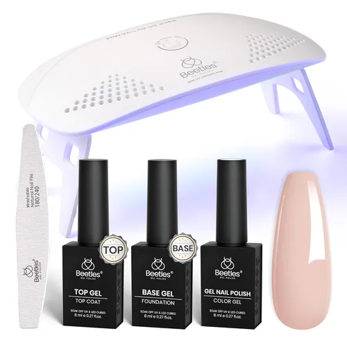 Miniatura 13 de Kit de esmalte de uñas en gel negro de Beetles con luz UV, juego de 5 esmaltes de uñas en gel con base y capa superior y lima de uñas