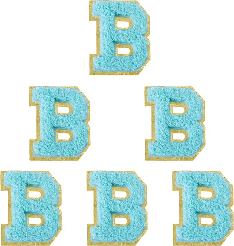 Miniatura 202 de 6 piezas de parches de letras de chenilla autoadhesivas, parches de letras preppy de 2 pulgadas para bolsos, ropa y sombreros, grandes pegatinas