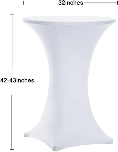 Miniatura 3 de Tina's Paquete de 2 fundas para mesa de cóctel de elastano Highboy de 32 x 43 pulgadas, color blanco, mantel elástico ajustable para mesas redondas