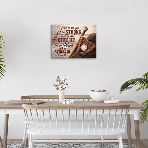 Miniatura 2 de Arte de pared cristiano de béisbol para decoración de habitación de niños, pintura de lona con escritura deportiva, impresiones de citas Crónicas