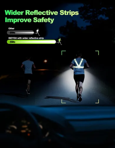 Miniatura 8 de ISEYOU Running Lights for Runners, 500 Lumens Running Light with 45° Adjustable Tilt, 360° Reflective Vest & IPX4 Waterproof Rechargeable Light Up