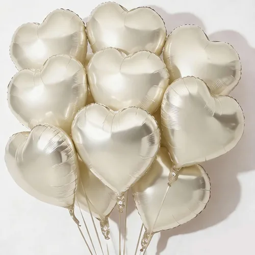 10 globos de corazón blanco crema, formas de corazón blanco arena de 18 pulgadas para baby showers, bodas, decoraciones del día de San Valentín