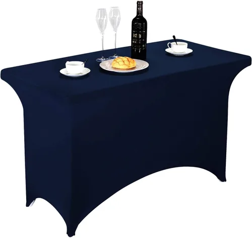 Miniatura 76 de LZY Cubierta de Mesa Elástica Ajustable de Spandex para Mesa Plegable de 6 pies, 4 pies o 8 pies, Mantel de Cóctel Rectangular, Perfecto para Champn