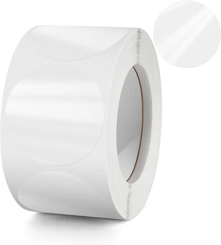 Etiqueta redonda transparente de 1.5 pulgadas, autoadhesiva, transparente, sello de oblea de punto, impermeable, extraíble para paquete al por