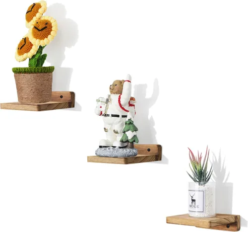 Miniatura 31 de Estante flotante pequeño, mini estante montado en la pared de 5 x 5 pulgadas, estante de madera rústica para dormitorio, sala de estar, baño, Gris