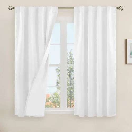 Miniatura 144 de LAMIT Cortinas de lino natural 100 % opacas para ventana, para dormitorio, 45 pulgadas, cortinas térmicas con textura de lino estilo granja