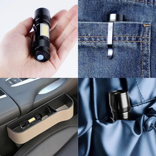 Miniatura 7 de KunHe Paquete de 10 mini linternas LED pequeñas recargables por USB, linterna de camping a granel, linterna brillante de alto lúmenes EDC