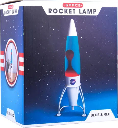 Miniatura 2 de Fizz Creations Lámpara de cohete inspirada en la NASA. Lámpara de decoración espacial con acabado mate con líquido azul y cera roja. 16.9 in