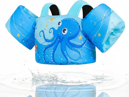 Miniatura 8 de Gogokids Chaleco de natación para niños pequeños, flotadores para niños de 24 a 66 libras, bonita chaqueta de natación de dibujos animados con arnés